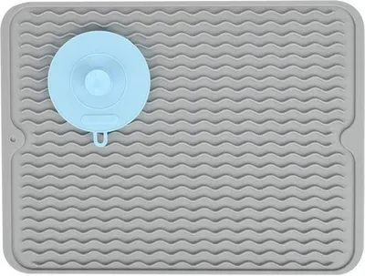 Produktbild von Famanu Silikon-Ablagefläche Grau 40 x 30 cm - Hitzebeständige Unterlage & Geschirrabtropfmatte