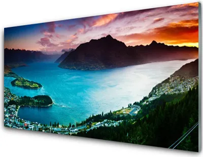 Produktbild von Acrylglasbilder 100x50 Wandbild Druck Fjord Halbinsel Berge Landschaft