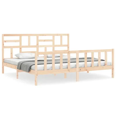 Produktbild von Massivholz Bett mit Kopfteil, robust und langlebig, 205,5 x 185,5 x 104 cm