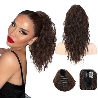 Produktbild von Ponytail Extension Kunsthaarperücke Haarteil Pferdeschwanz mit Clip, Farbe: Hellbraun