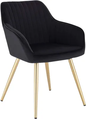 Produktbild von Eugad Esszimmerstuhl, Samt Schwarz, Metall, Ergonomisches Design, 120 kg, gekreuzte Metallbeine
