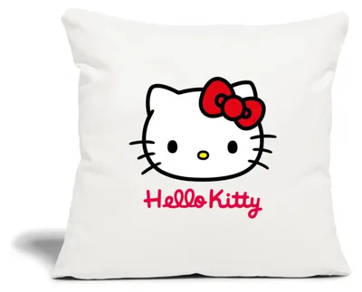 Produktbild von Spreadshirt Hello Kitty Klassisch Mit Schriftzug Kissenbezug 45x45 cm, One size, Naturweiß