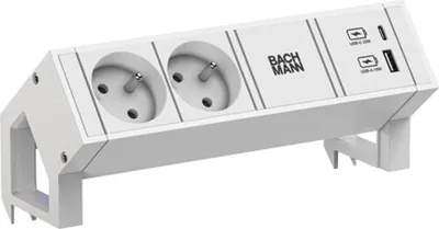 Produktbild von BACHMANN DESK2 white 2xUTE 1xUSB A/C 22W 0,2m GST18