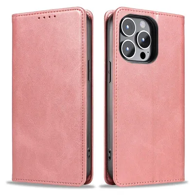 Produktbild von Handyhülle für Apple iPhone 14 Pro Max Kunstleder Flip Cover Hülle Handytasche Case Kartenfach Farbe: Rosa