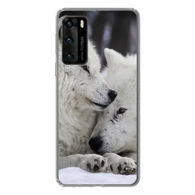 Produktbild von MuchoWow® Handyhülle Schutzhülle Hülle für Huawei P40 Wölfe - Schnee - Familie Silikon Softcase Handy Hülle - Handytasche