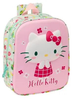 Produktbild von Schulrucksack Hello Kitty grün Rosa 22 x 27 x 10 cm 3D