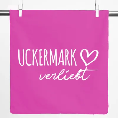 Produktbild von Huuraa Kissenbezug Uckermark verliebt 40x40cm Fuchsia Baumwolle Dekokissenbezug Geschenkidee