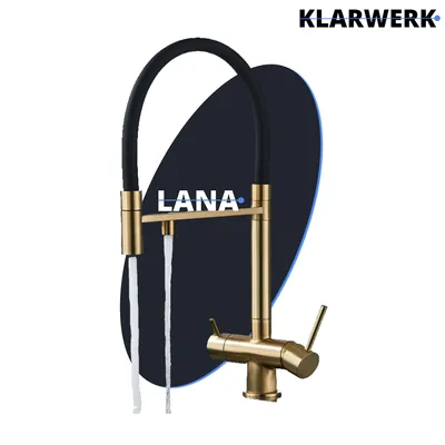 Obrázek produktu pro Lana | 3 Way Gold Black Extendable Faucet | Nerezová vodovodní baterie osmóza kuchyňská |. směšovací baterie - otočná o 360 stupňů | Filtr 3 připojení