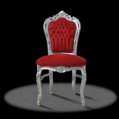 Produktbild von Barockstuhl rot silber elegant Luxus antik edel repro look