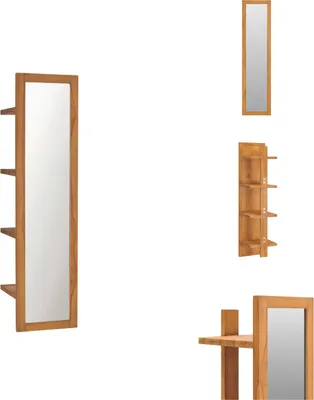 Zdjęcie produktu dla vidaXL Lustro ścienne z półkami 30×30×120 cm drewno tekowe - Lustro