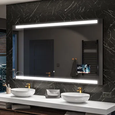 Produktbild von Artforma Badspiegel SMART 140x60 cm - mit LED Beleuchtung - LED Farbe Kaltweiß 7000K - Individuell Nach Maß - Beleuchtet Wandspiegel Lichtspiegel Badezimmerspiegel | Lichtschalter: Touch Schalter |SLED047
