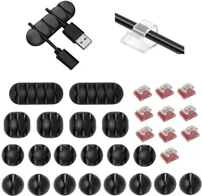 Produktbild von Famanu Kabelclips Set 30 Stück - Schwarz und Transparent