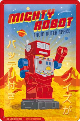 Obrázok produktu pre Nostalgic-Art - Plechová tabuľka 20 x 30 cm - Pozor - Mighty Robot