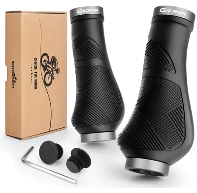 Productafbeelding van Ergonomische fietsgrepen, antislip rubber, dubbele vergrendeling, 22,2 mm, zwart+grijs, 130 mm