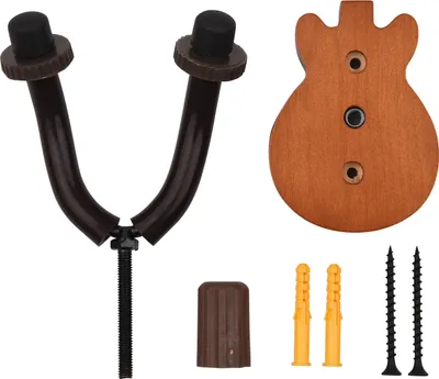 Obrázek produktu pro Kytarový nástěnný držák, masivní dřevo, železo, silikon, guma, ochrana max. 44lbs pro akustické/elektrické/basové/housle/ukulele, otočný, lehký, flexibilní, stabilní [hudební místnost] (ze dřeva)