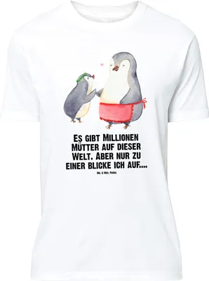 Produktbild von Mr. & Mrs. Panda Größe XL T-Shirt Pinguin mit Kind - Weiß - Geschenk, Vorbild Mama, Tshirt, Muttertag, Shirt, Mom, Mutter, Spruch, Tochter