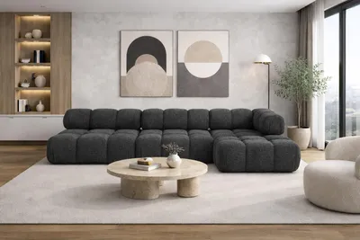 Produktbild von Kaiser Möbel Ecksofa Modulare L-Form, Bouclé-Stoff Abriamo, Graphit, Rechts, Selia