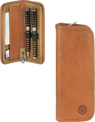 Produktbild von Sonnenleder Stiftetui Leder MÖRIKE mit 2 Füllerschlaufen Federtasche Etui für Füller natur braun 801-398-01