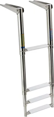 Produktbild von Badeleiter für Badeplattform 4 Stufen Teleskopleiter klappbar Bootsleiter Niro