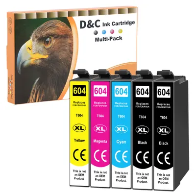 Produktbild von D&C 5x 604XL Druckerpatronen für Epson 604 XL Patronen kompatibel für Epson Expression Home XP-3200 XP-2205 XP-3205 XP-4200 , Workforce WF-2910 WF2930