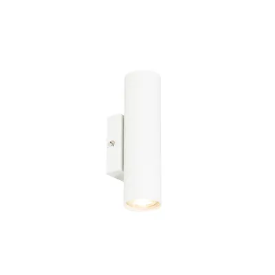 Produktbild von QAZQA - Moderne Wandleuchte weiß 2-flammig GU10 50mm - Jeana I Wohnzimmer I Schlafzimmer I Up & Down - Stahl Zylinder - LED geeignet GU10