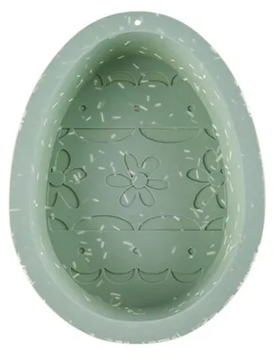 Image de Moule en silicone pour gâteaux, forme œufs de Pâques, dimensions 20,5 x 15,5 x 3 cm, couleur verte, réutilisable