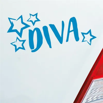 Produktbild von Auto Aufkleber Diva Sterne Stars Schriftzug 17,5x10 cm Hellblau Sticker Heckscheibenaufkleber