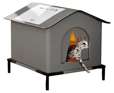 Produktbild von Katzenhaus für den Außenbereich, wetterfestes und isoliertes Katzenhaus - kälteresistenter Unterschlupf für Balkon, Hof, Garten und Terrasse