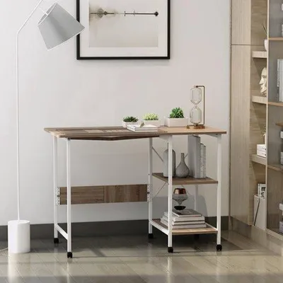 Productafbeelding van Mobiel werkstation – Opklapbare computerbureau – Inklapbaar met wielen – MDF, naturel – 107x55x76 cm