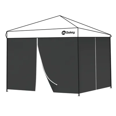 Produktbild von Sekey 2 Seitenteile für 3x3 /3x6m/3x9m pavillon mit Reißverschluss, Schwarz