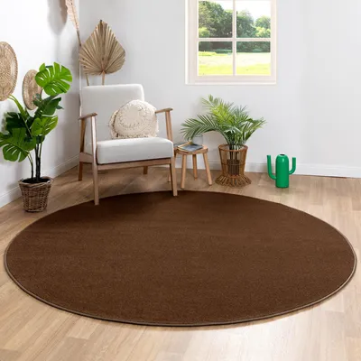 Produktbild von Steffensmeier Kurzflor Teppich Ibiza - Rund | Rund | Wohnzimmerteppich | modern | strapazierfähig und pflegeleicht | Braun | Größe: Ø 80 cm