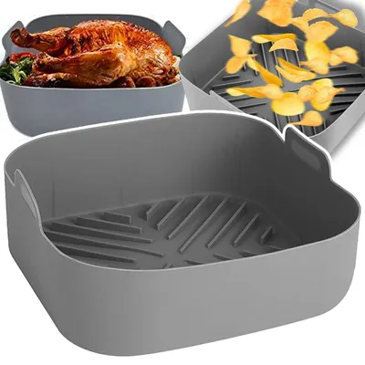 Zdjęcie produktu dla Koszyk wkład silikonowy do air fryer 20 x 20 cm 1,5 l forma do frytkownicy beztłuszczowej wielorazowy