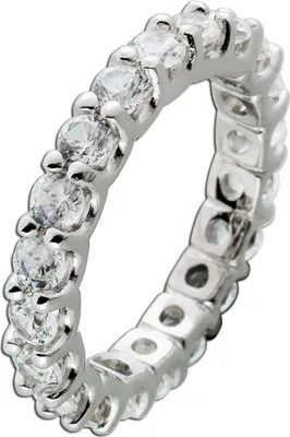 Produktbild von Memoire Ring Silber 925 rhodiniert weiße Zirkon Edelsteine 18