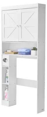 Zdjęcie produktu dla Szafka nad toaletę 171 cm regał łazienkowy z półką biała