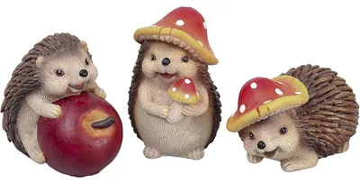 Productafbeelding van Igel, set van 3, kunsthars, 7 cm, herfstdecoratie, tuinaccessoire, dierenfiguur
