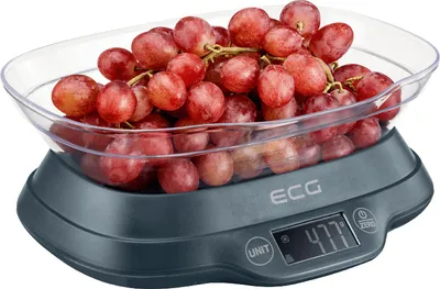 Obrázek produktu pro ECG KV 1120 SM | Kuchyňská váha | Maximální nosnost 5 kg | LED displej | odnímatelná plastová miska o objemu 1,2 l | napájení baterie 2 x 1,5 V AAA