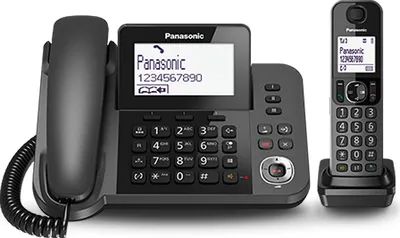 Produktbild von Panasonic KX-TGF320E, DECT, Schwarz, LCD, AAA, 1,88 - 1,9 Hz, Wall/Desk