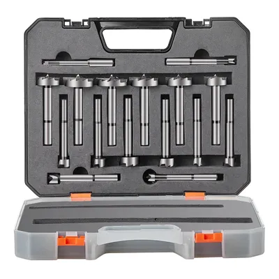 Produktbild von VEVOR 16-tlg. Forstnerbohrer Set 6-41mm Holzbohrer Satz Kohlenstoffstahl Topfbohrer Set HRC48-51 Klingen Zentrierspitze Scharnierbohrer Kompatibel mit Bohrmaschine Pistolenbohrer Tischbohrmaschine