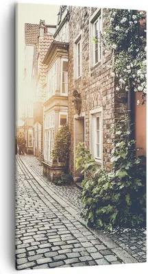 Produktbild von Bild auf Leinwand - Leinwandbild - Straße Haus Leute - 55x100cm - Wand Bild - Wanddeko - Wandbilder - Leinwanddruck - Bilder - Kunstdruck - Wanddekoration - Leinwand bilder - Wandkunst - PA55x100-3631