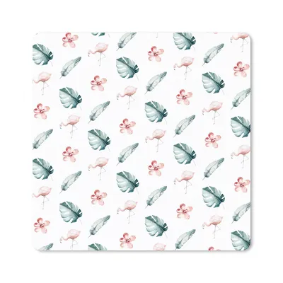 Produktbild von MuchoWow® Mauspad Mousepad Flamingo - Muster - Blätter 30x30 cm - Mousepads - Maus Mat - Pad - Mausunterlage - Gaming