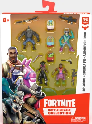 A Fortnite Battle Royale Collection toy set featuring multiple action figures and accessories, presented in its retail packaging.
