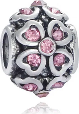 Image de Perles pour bijoux 3 pièces Charm pour bracelets scintillantes, 11 x 9 mm, rose