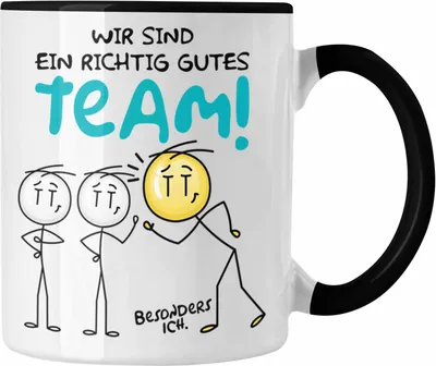 Produktbild von Trendation - Tasse für Bestes Team Geschenk Kaffeetasse Geschenkidee Dankeschön Danke (Schwarz)