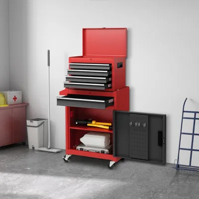 Productafbeelding van Gereedschapskist - Gereedschapskoffer - Toolbox - Gereedschapswagen - Gereedschapskist op wielen - 5 Laden