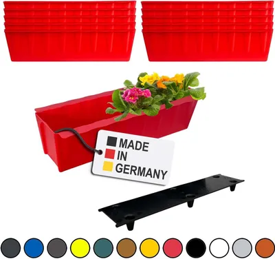 Image de BURI 10 inserts de jardinières pour palettes Euro avec tapis d'arrosage | 37,3cm rouge | Jardinière pour palette Euro | Balconnière | Pot de fleurs | en plastique solide |  Germany