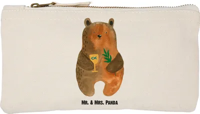 Produktbild von Mr. & Mrs. Panda Federmappe Bär Konfirmation Größe S Klein - Weiß - Geschenk, Kosmetiktasche, Gottesdienst, Kirche, Teddy, Etui, Schminktasche, Pouch, Evangelisch