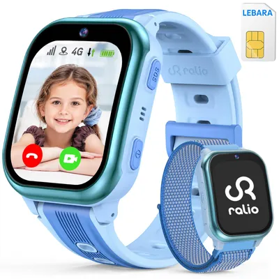 Produktbild von Ralio R5 Plus Smartwatch Kinder mit Lebara SIM-Karte & gebogenes Ultra-HD-Display, Blau GPS Tracke Kinderuhr für Mädchen Jungen – Geschenk für kinder