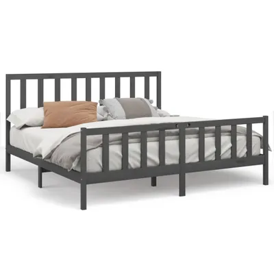 Image de Cadre de lit sans matelas gris 200x200 cm bois massif de pin