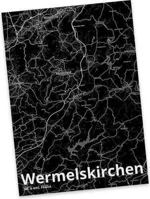 Produktbild von Mr. & Mrs. Panda Ansichtskarte Wermelskirchen - Geschenk, Stadt Dorf Karte Landkarte Map Stadtplan, Grußkarte, Postkarte, Postkarten, Kunstkarten, bildkarte