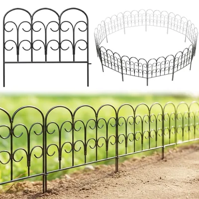 Produktbild von Gartenzaun Beetumrandung - 40 x 47 cm - 2,35 m - Metall - Schwarz - 5 Paneele